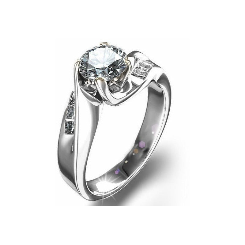 Anillo Compromiso Oro 18k Diamantes Natural .59ct Totales