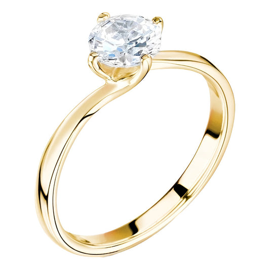 Anillo Promesa Oro Amarillo 14k Moissanita 0.50ct Gra Twist