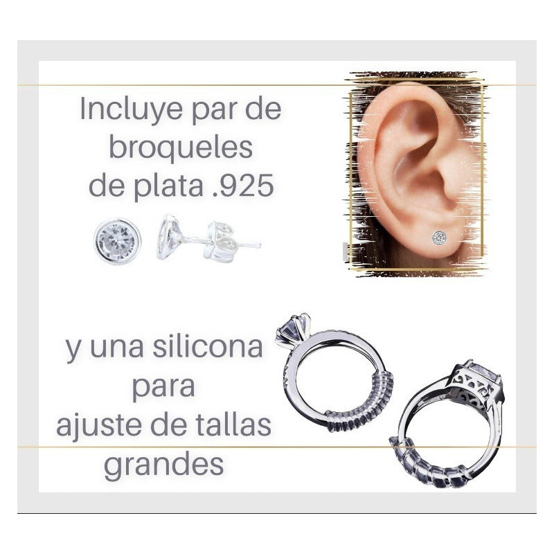 Anillo Compromiso Oro 14k Con Zirconia Premium Trinity