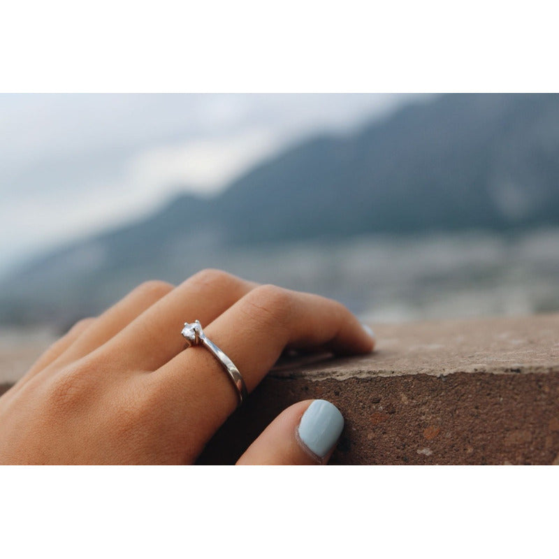 Anillo De Compromiso Oro 14k Diamante Natural .45ct