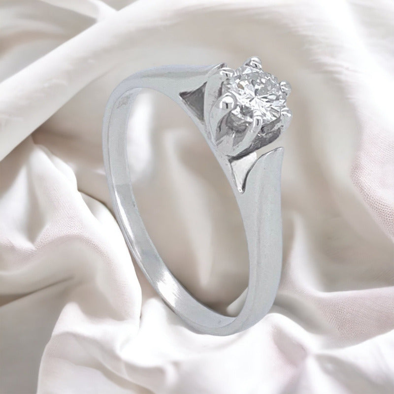 Anillos Compromiso 18k Y Diamante Natural 0.20ct Certificado