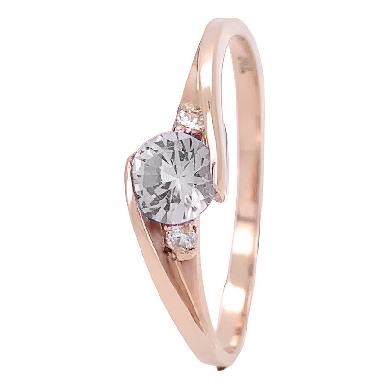 Anillo Compromiso Oro Amarillo 10k Brillante Premium Trinity