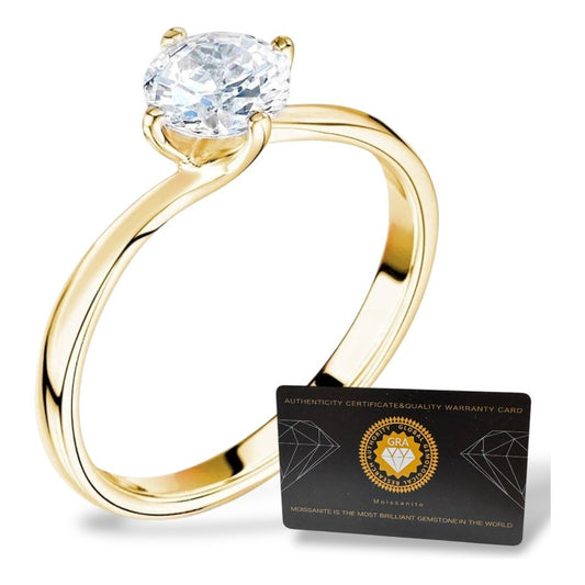 Anillo Promesa Plata 925 Y Oro Amarillo Moissanita Gra Tw