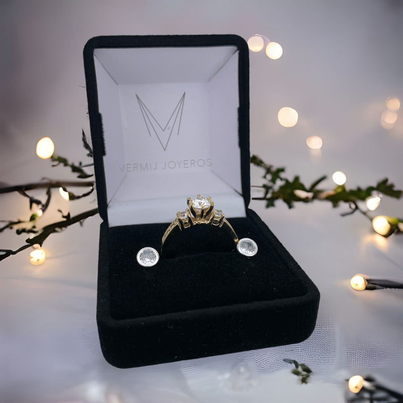 Anillo De Compromiso 10k Y Zirconia Swarovski Paris.10.c