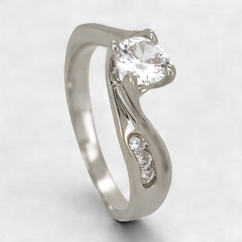 Anillo Compromiso Oro 18k Diamantes Natural .59ct Totales