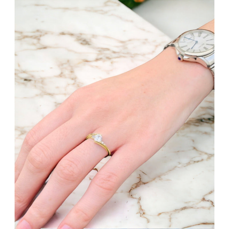 Anillo Compromiso Oro 14k Zafiro Y Diamantes Vermij