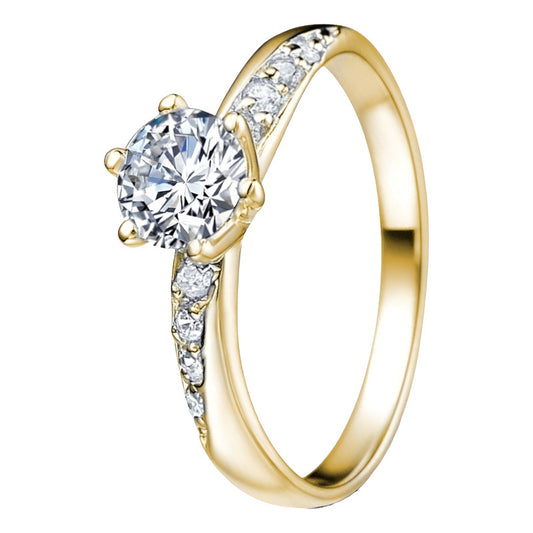 Anillo Promesa Plata Y Oro Amarillo Moissanita Gra Fénix
