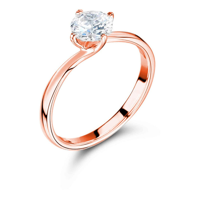 Anillo Compromiso Oro Amarillo 10k Brillante Ruso Twist