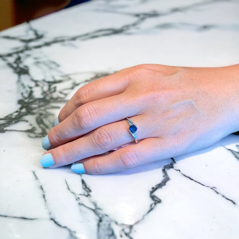 Anillo Compromiso Oro 14k Zafiro Y Diamantes Vermij