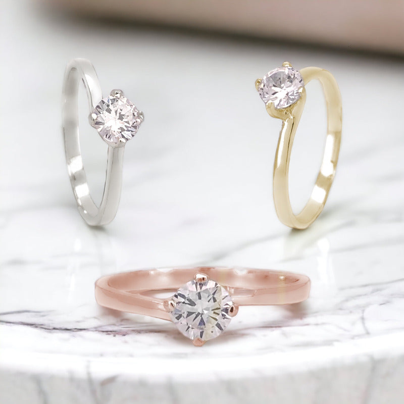 Anillo Compromiso Oro 14k Diamante Creado Certificado Igi Lz
