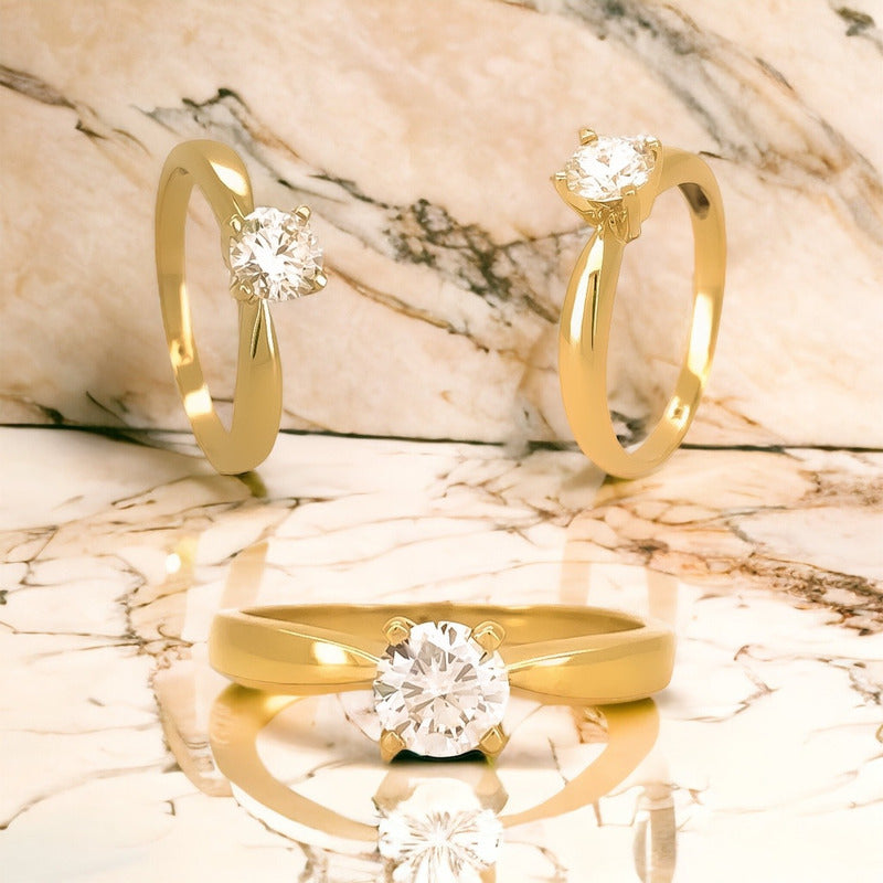 Anillo Compromiso Oro 14k Diamante Creado Certificado Igi Lz