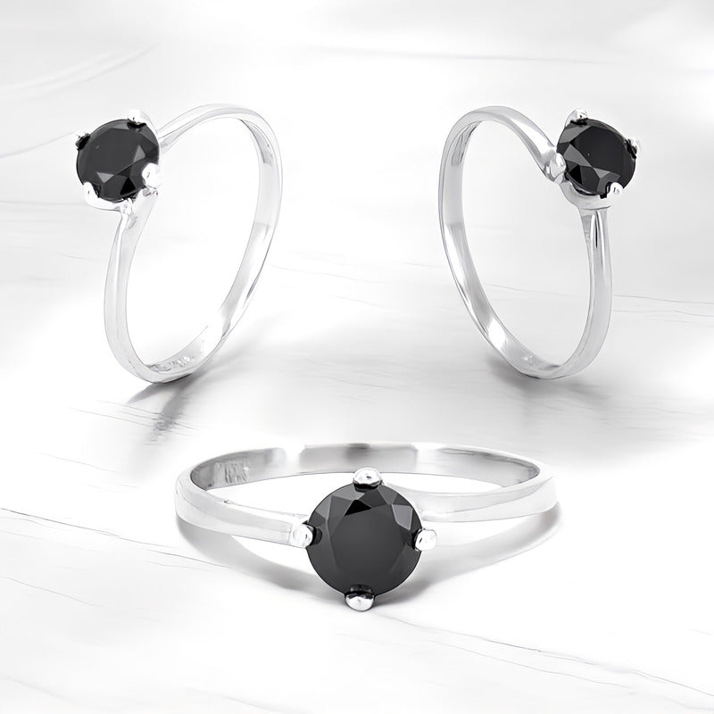 Anillo Compromiso Oro 18k Moissanita Negra Corte Diamante Tw