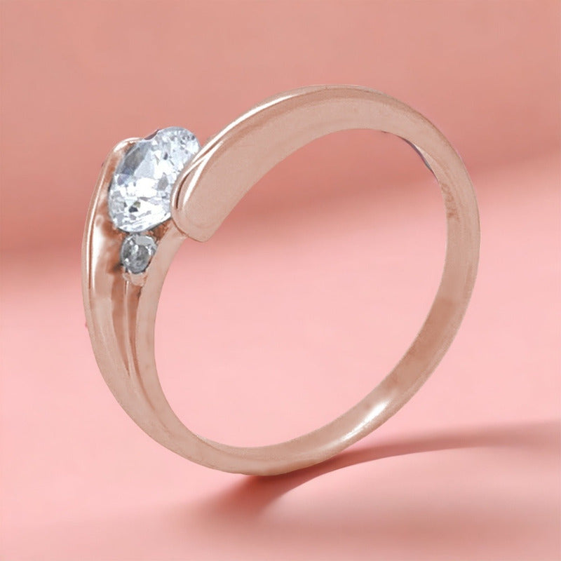 Anillo Compromiso Oro Amarillo 10k Brillante Premium Trinity