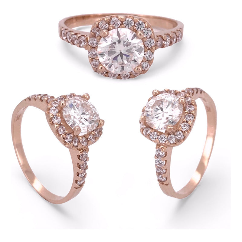 Anillo Halo Compromiso Oro Rosa 18k Moissanita Gra 1.00ct