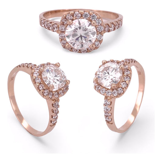 Anillo Halo Compromiso Oro Rosa 18k Moissanita Gra 1.00ct