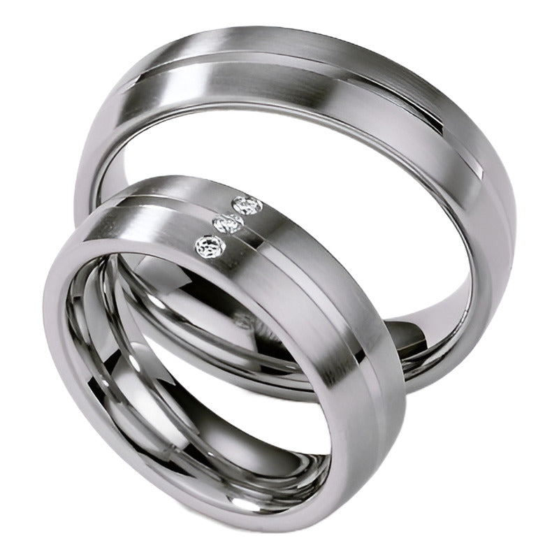Par Argollas Matrimoniales Plata .925 Y Baño De Oro Y Rodio