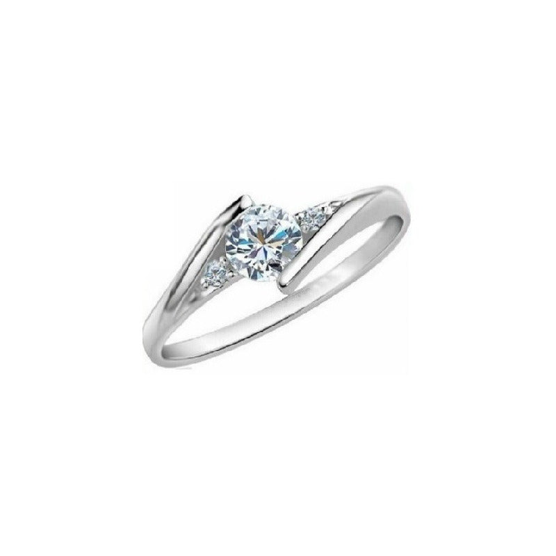Anillo Compromiso Plata Y Baño De Oro14k Con Swarovski Neo