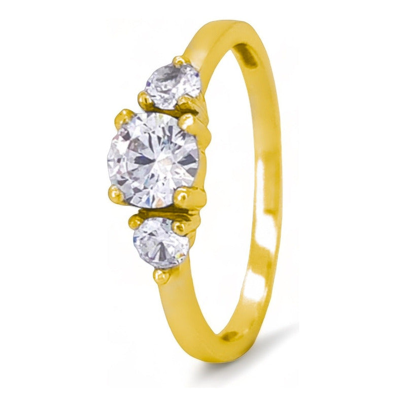 Anillo Compromiso Jazz Plata 925 Baño Oro Amarillo Zirconias