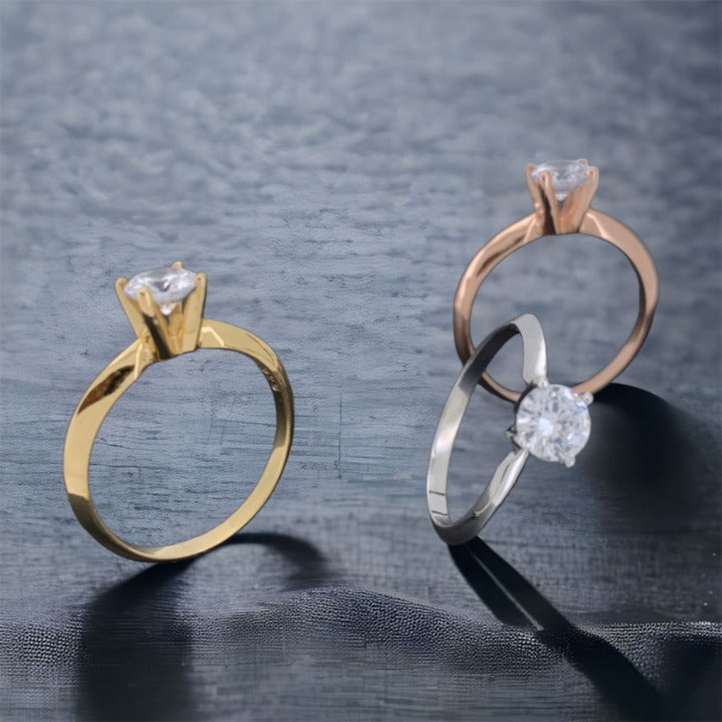 Anillo De Compromiso Oro Rosa 10k Con Brillante Love