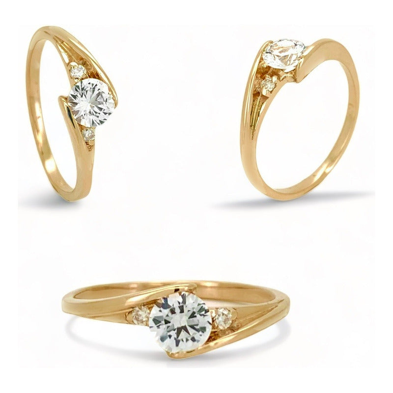 Anillo Compromiso Oro 14k Vermij Trinity Moissanita 0.55ct.