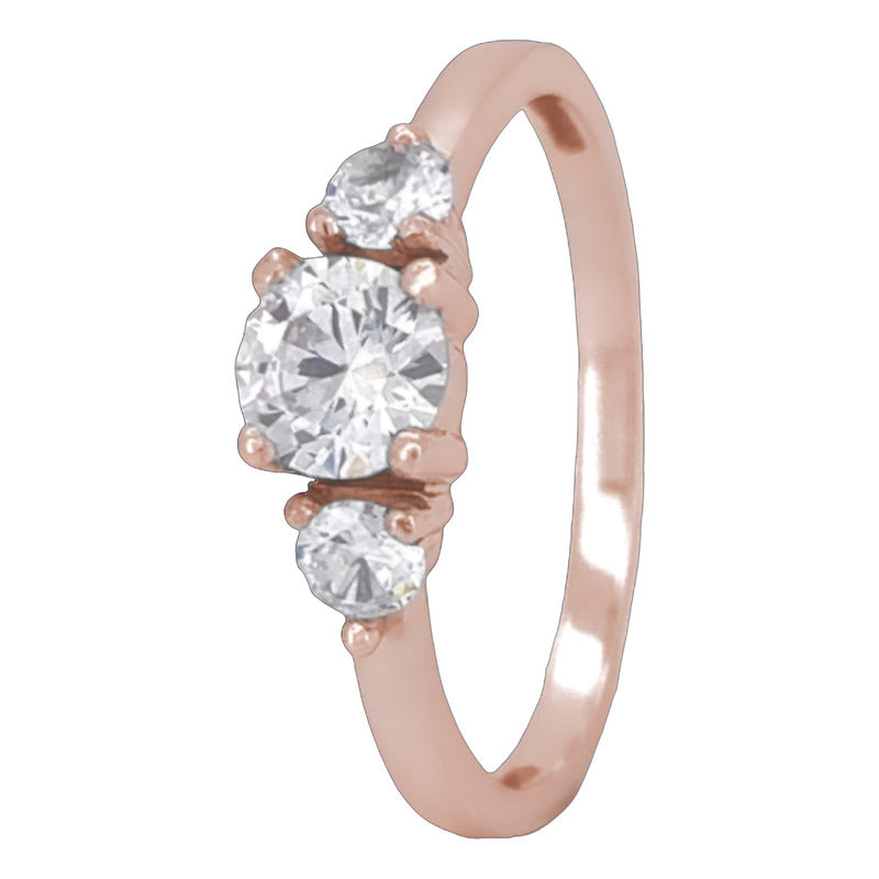 Anillo Compromiso Jazz Plata 925 Baño Oro Rosa Zirconias