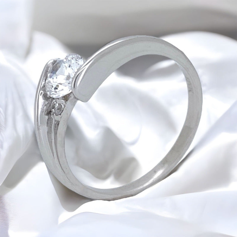 Anillo Compromiso Oro Amarillo 10k Brillante Premium Trinity