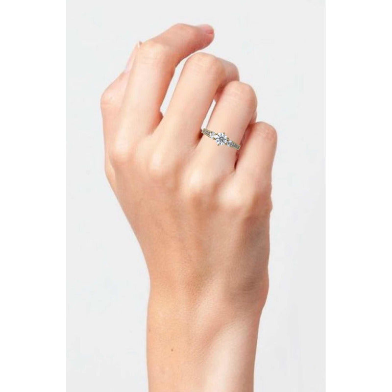 Anillo De Compromiso Oro 10k Moissanita Certificado Dama Prs