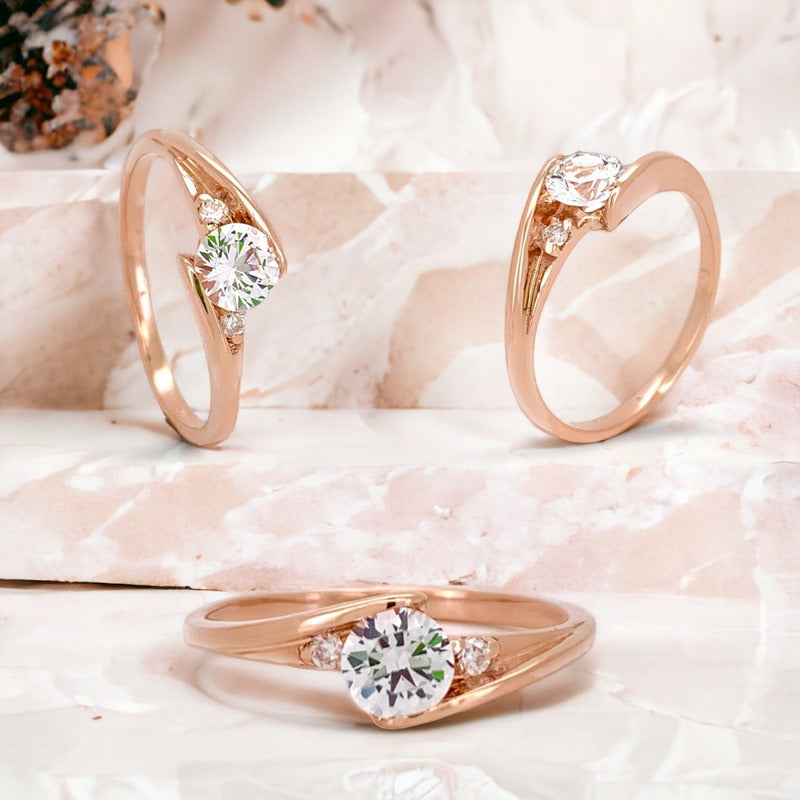 Anillo Compromiso Oro 14k Con Moissanitas 0.55ct Certificado