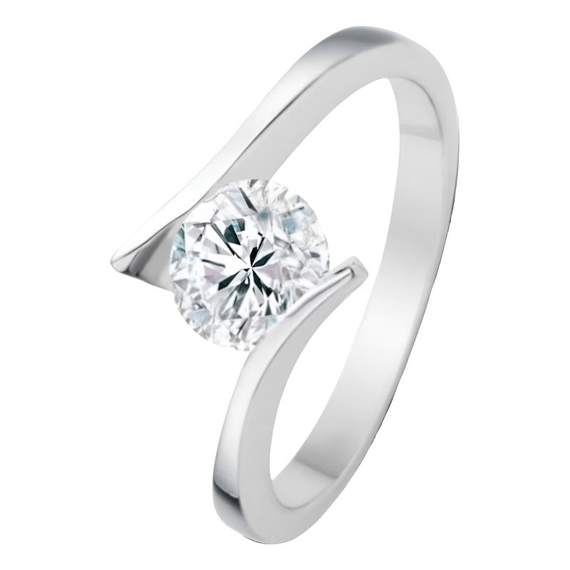 Hermoso Anillo De Compromiso Oro Blanco 10k Brillante Salme