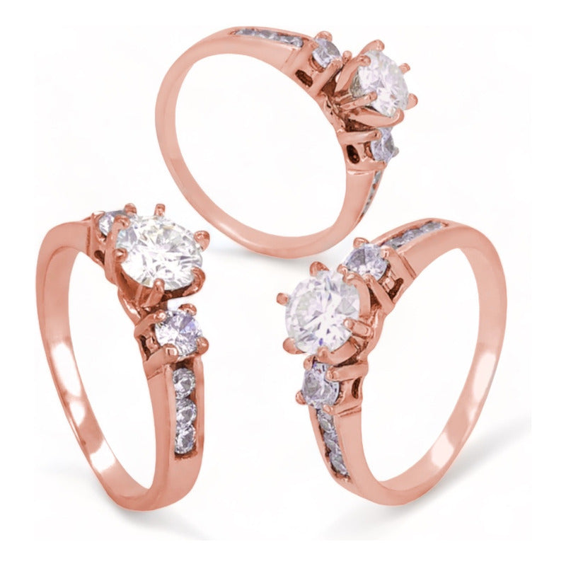 Anillo Compromiso Plata Y Oro 925 Paris Brillante Ruso.