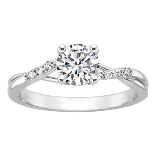 Anillo Compromiso Oro 18k Moissanita Diamantes Mod. Barcelon