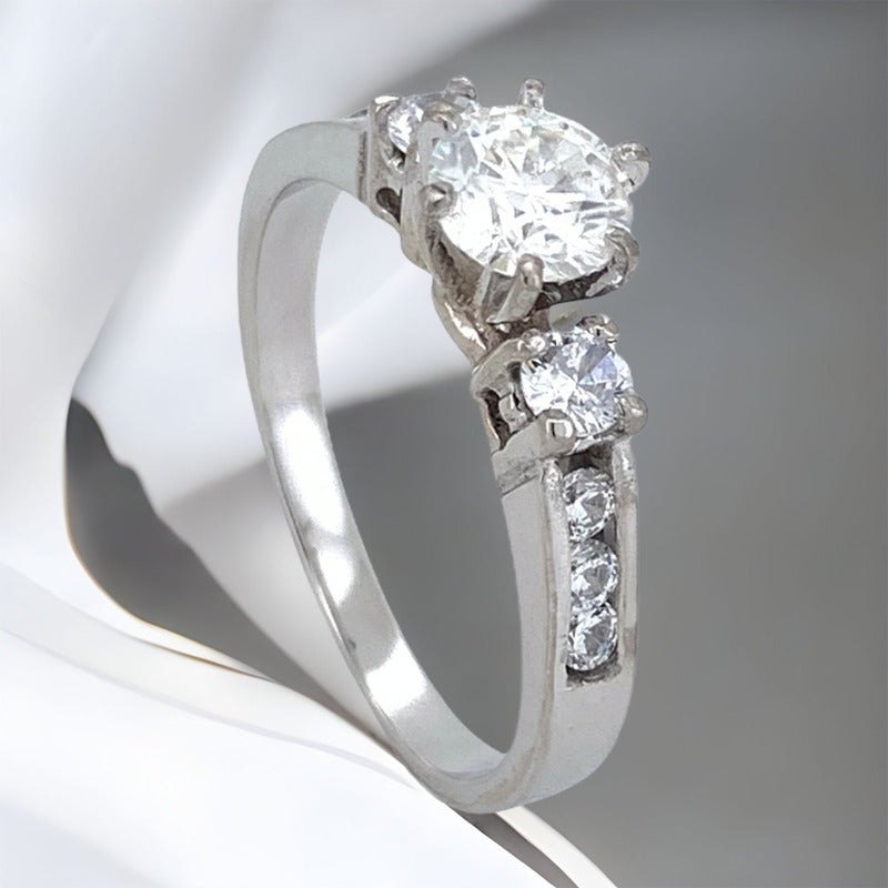 Anillo Compromiso Plata Y Oro 925 Paris Brillante Ruso.