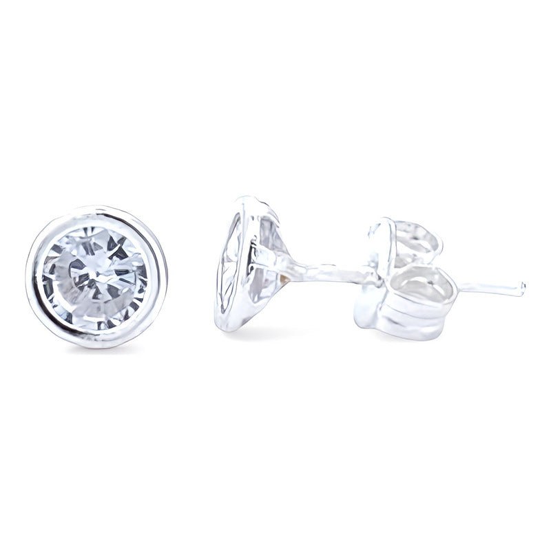 Aretes Biselados De Plata .925 Con Brillante Zirconia