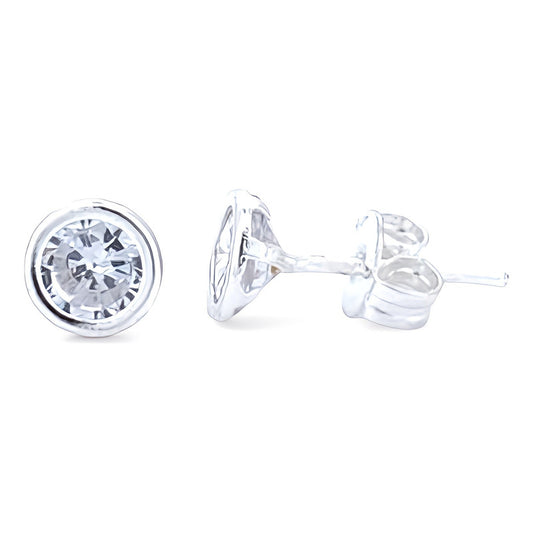 Aretes Biselados De Plata .925 Con Brillante Zirconia
