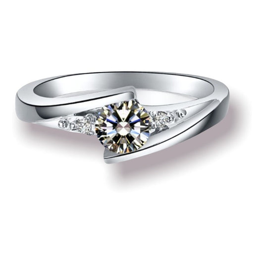 Anillo Compromiso Oro Blanco10k Brillante Premium Trinity