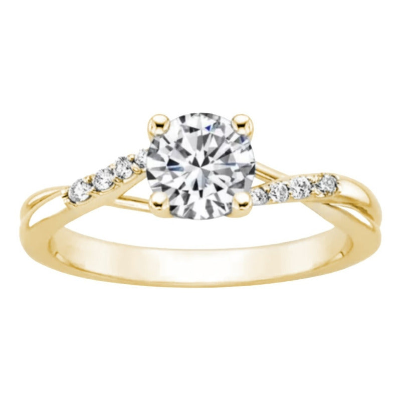 Anillo Compromiso Oro 18k Moissanita Diamantes Mod. Barcelon