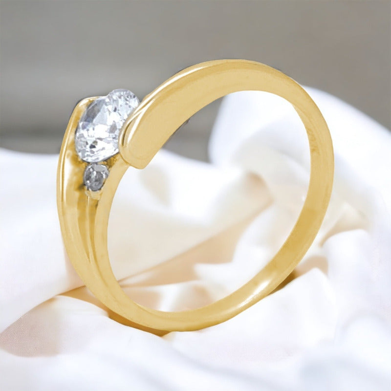 Anillo Compromiso Oro Amarillo 10k Brillante Premium Trinity