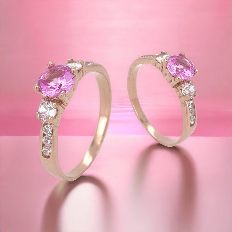 Anillo De Compromiso 10k Y Zirconias Brillantes Pk.10.c