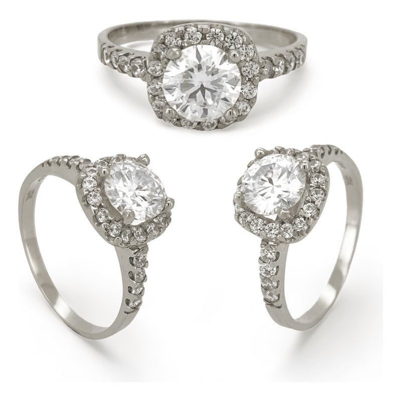 Anillo Halo Compromiso Oro Blanco 18k Moissanita Gra 1.00ct